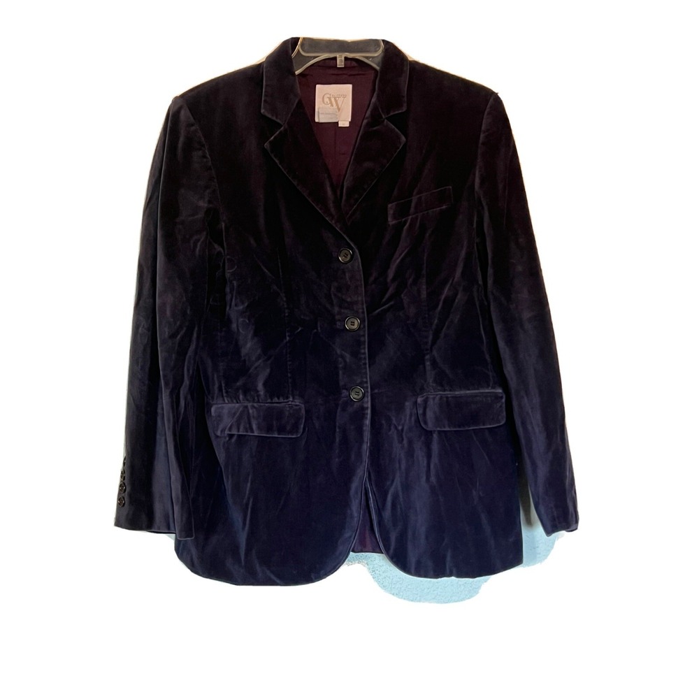 Clifford & Wills Womens Purple Velvet 3 Button Blazer Jacket Size 6 Cotton 24378